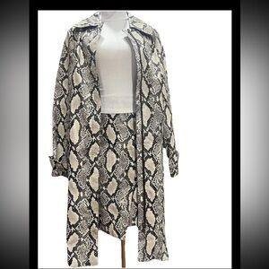 Faux Leather Snake Skin Skirt Set Duster Jacket Choosy Brand Sexy Biker Size S